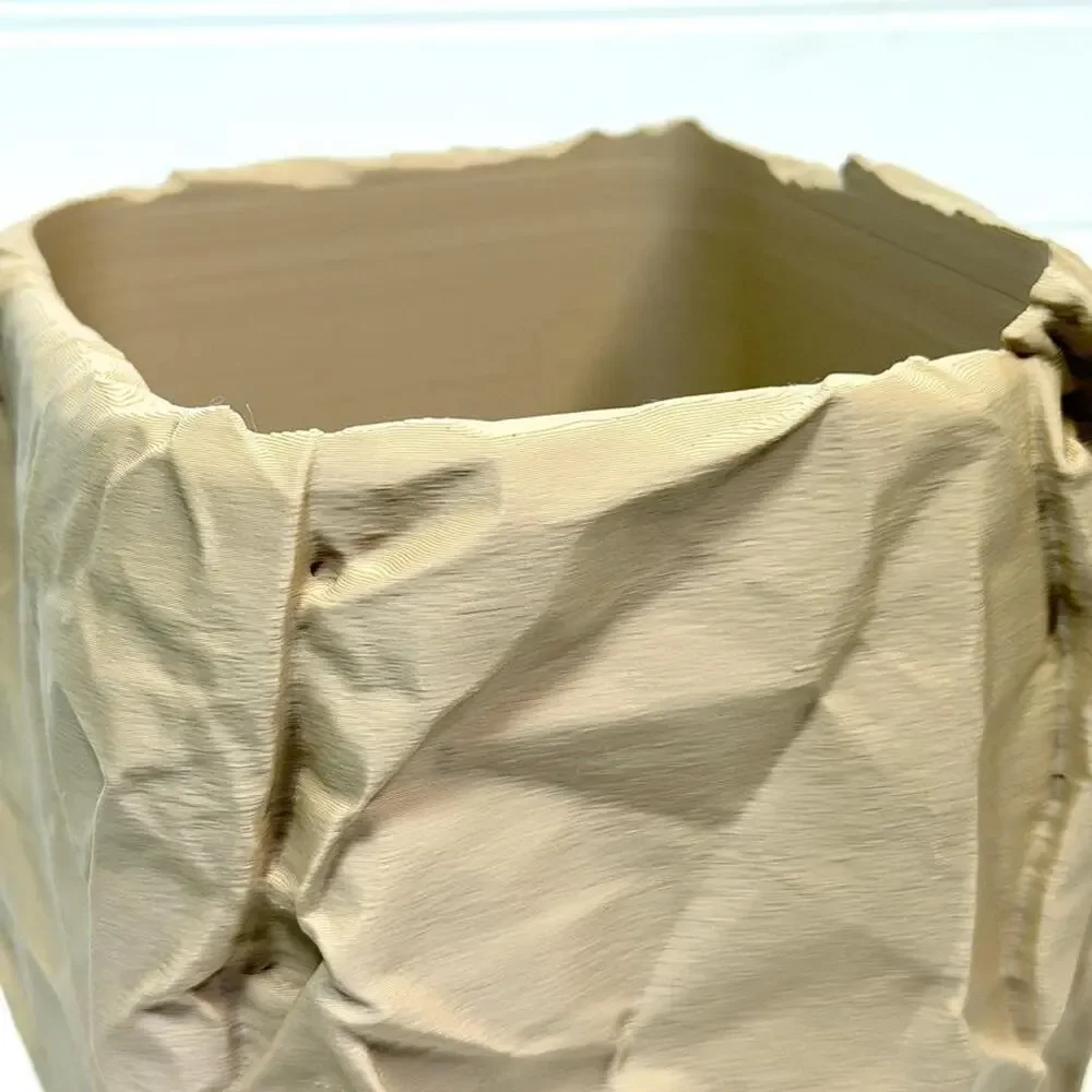 Crumpled Paper Pot, Cachepot Planter, Square Indoor Tabletop Plant Pot